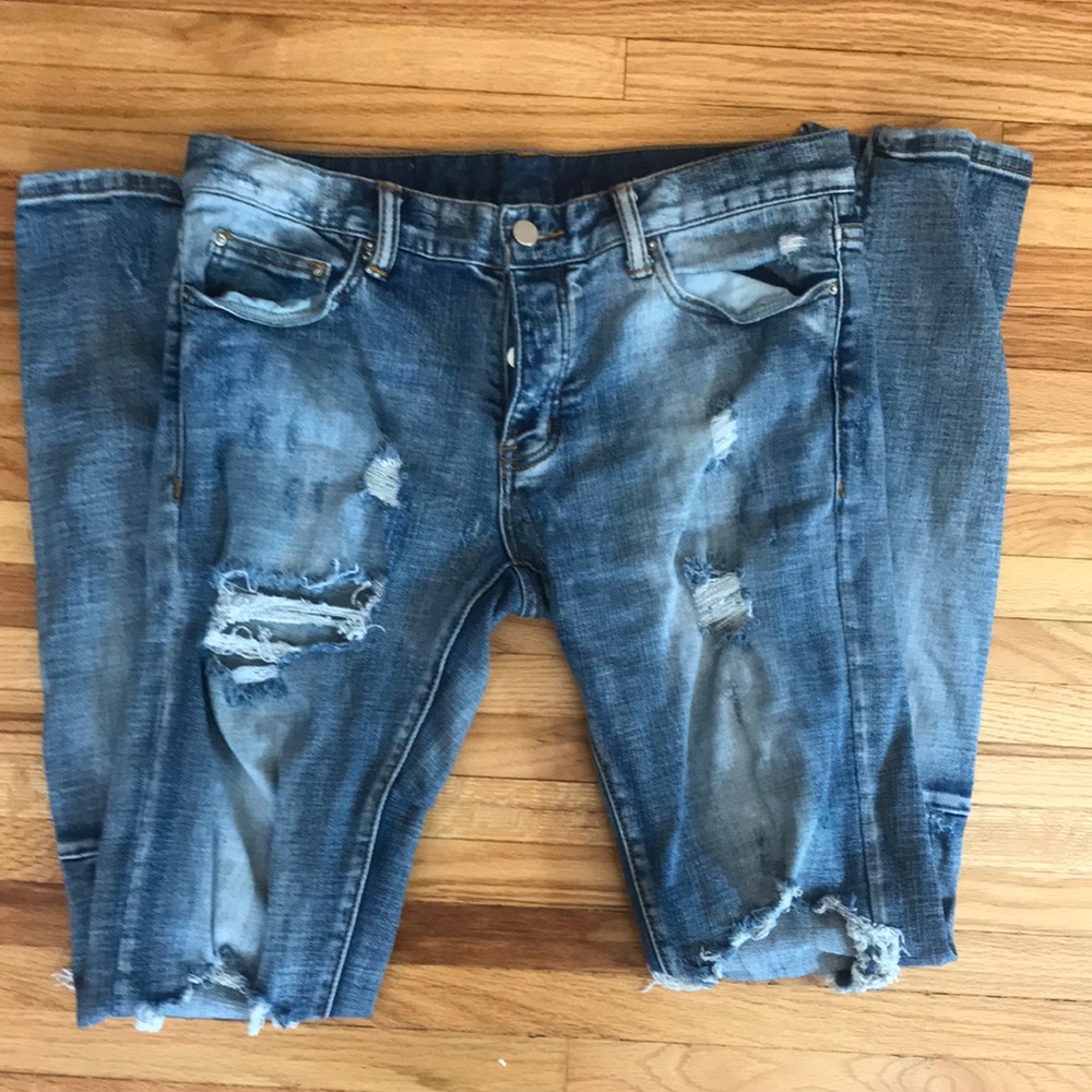Mnml Ripped Denim Jeans Size: 30